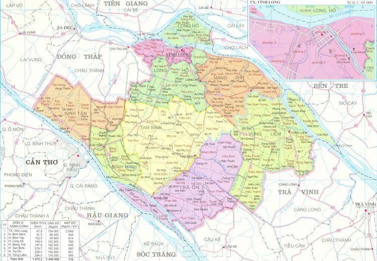 Bản đồ hành chính tỉnh Vĩnh Long năm 2022