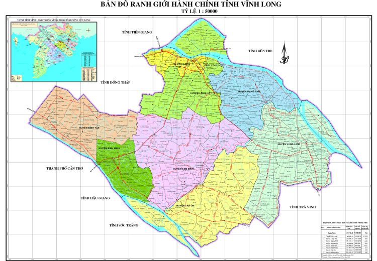 Bản đồ ranh giới hành chính của tỉnh Vĩnh Long