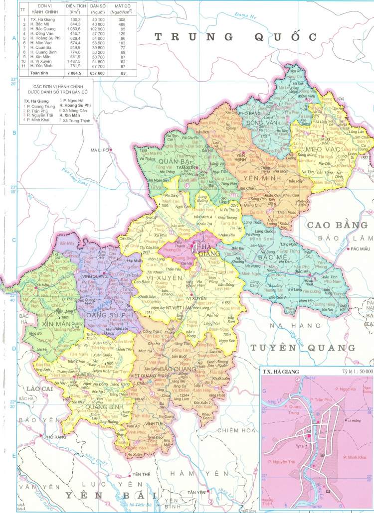 Bản đồ hành chính tỉnh Hà Giang năm 2022