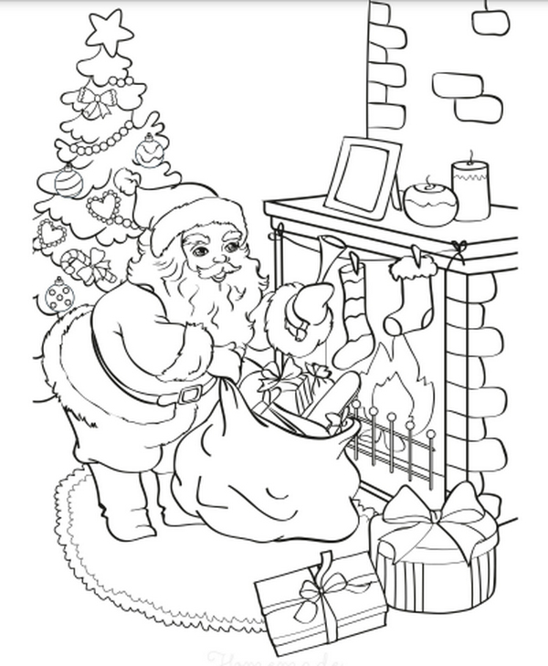 Tranh tô màu Giáng sinh, Noel 2021 cho bé hình cây thông, ông già Noel -  Trường Mầm Non Ánh Dương