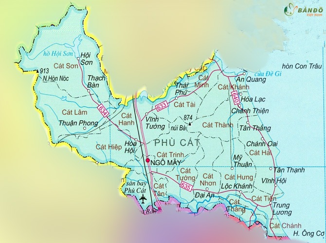 Bản đồ hành chính các xã tại huyện Hoài Ân