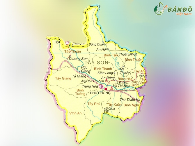 Bản đồ hành chính các xã tại huyện Tây Sơn