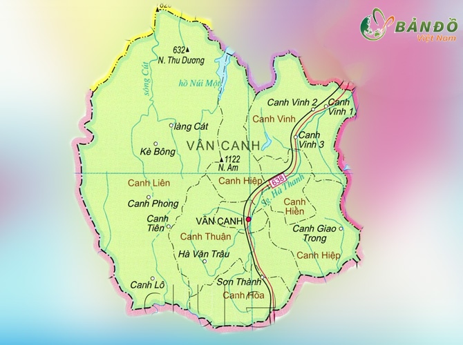 Bản đồ hành chính các xã tại huyện Vân Canh