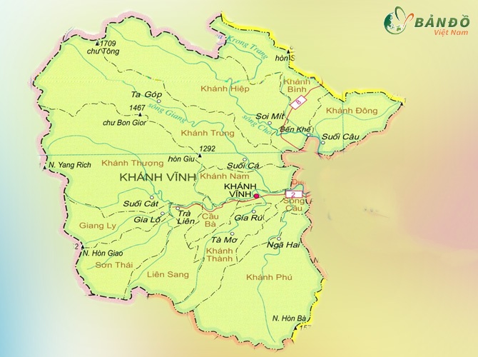Bản đồ hành chính các xã tại Huyện Khánh Vĩnh    