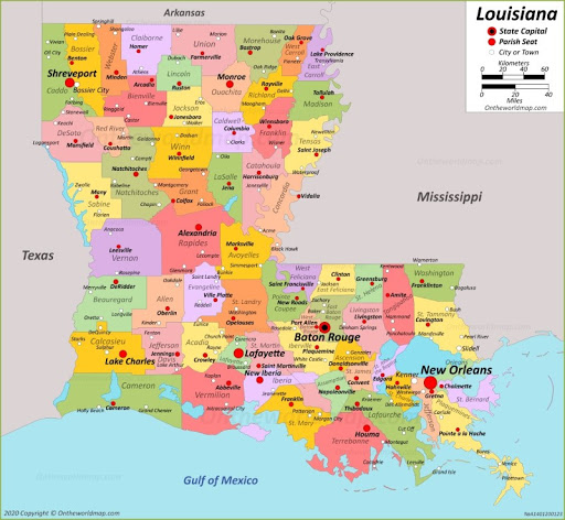 Bản đồ bang Louisiana