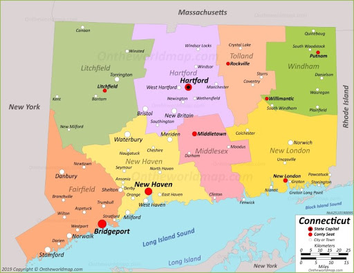 Bản đồ tiểu bang Connecticut