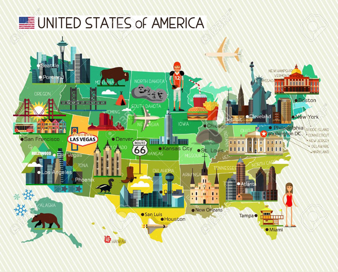 Bản đồ du lịch nước Mỹ dành cho du khách năm 2022