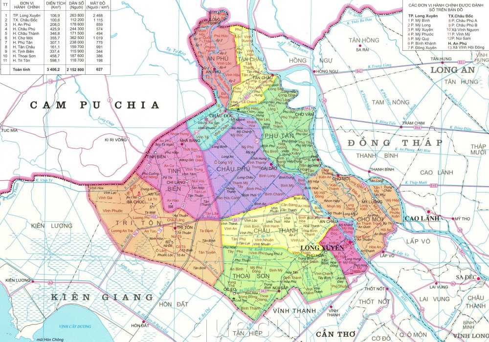 Bản đồ hành địa lý tỉnh An Giang mới nhất năm 2022