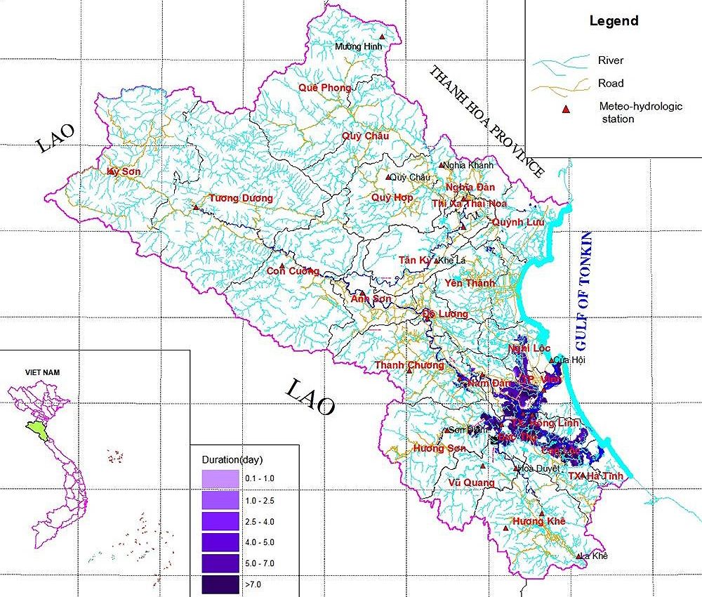 Bản đồ các Thành phố, Thị xã, Huyện của Nghệ An