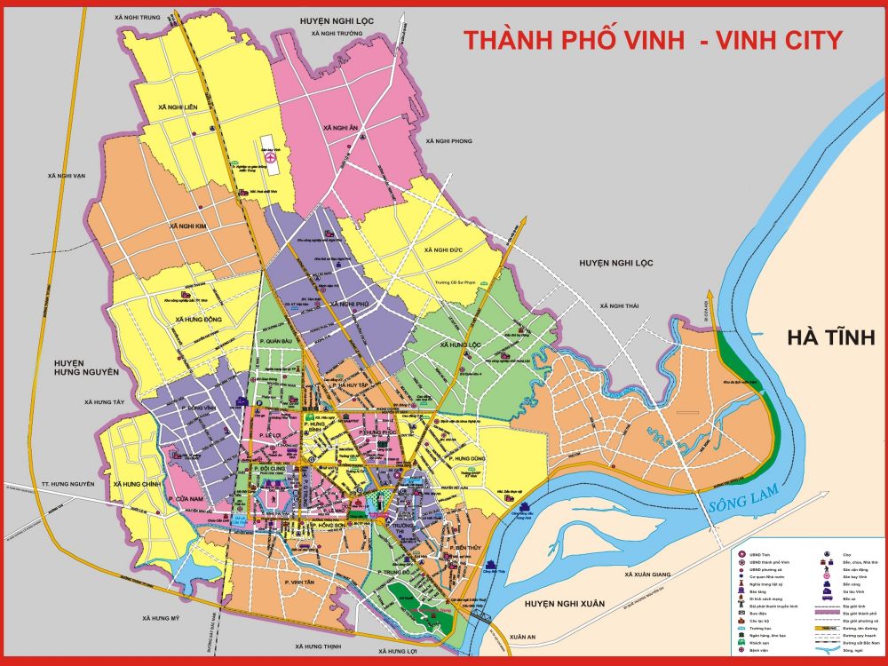 Bản đồ hành chính thành phố Vinh 