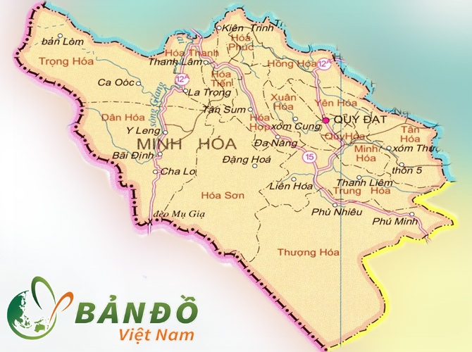 Bản đồ các xã tại huyện Minh Hóa