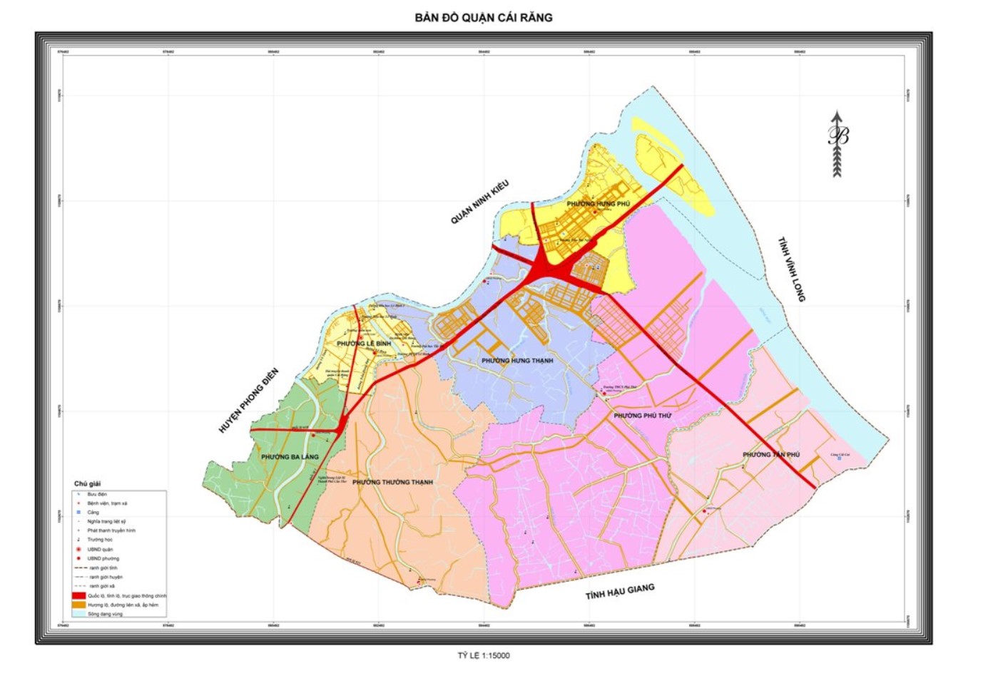 Bản đồ hành chính quận Cái Răng khổ lớn năm 2022