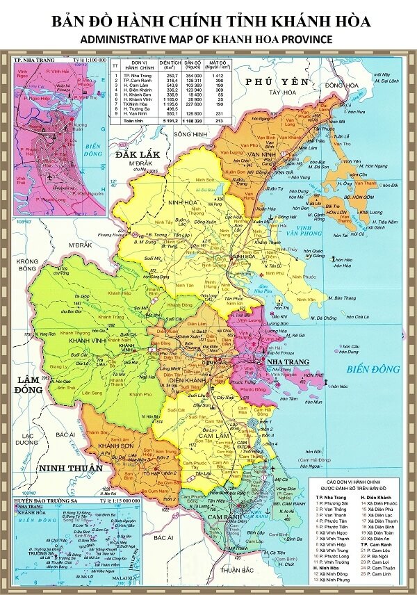 Bản đồ ranh giới tỉnh Khánh Hoà năm 2022