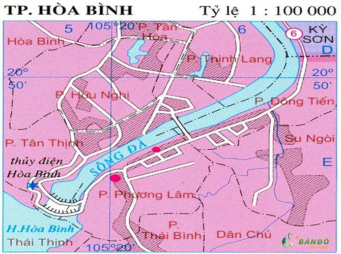 Bản đồ hành chính các Phường và xã tại thành phố Hoà Bình 