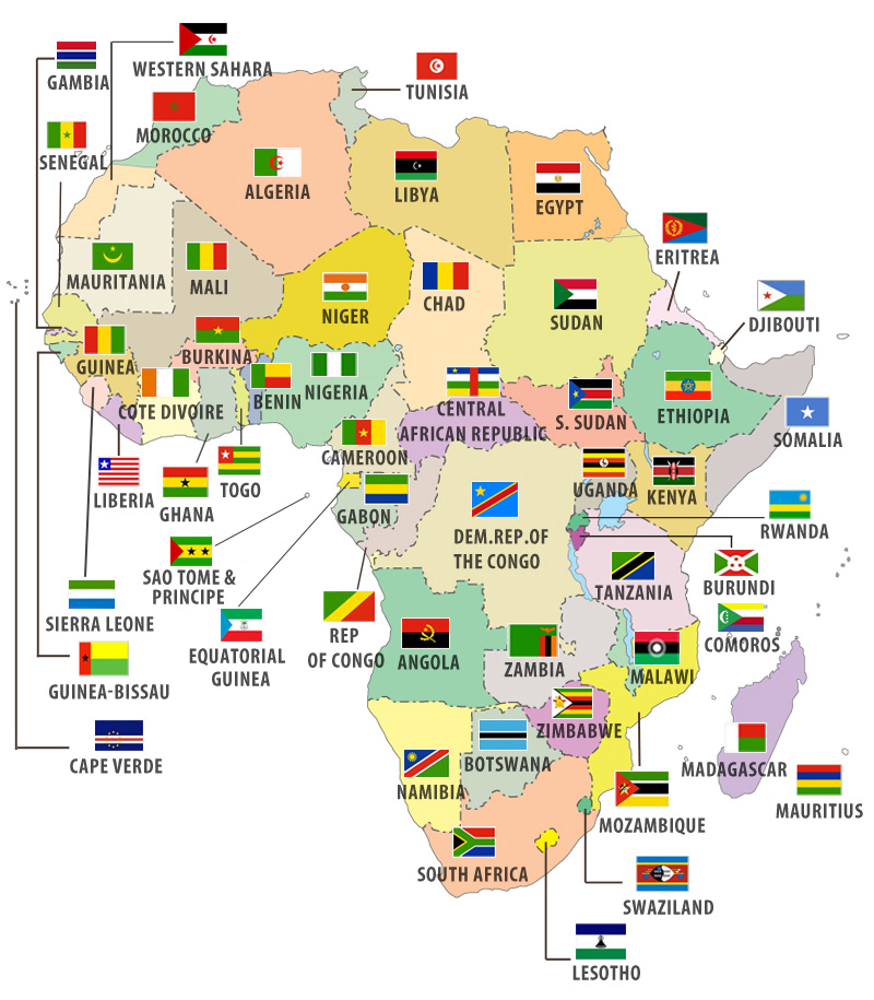 Bản đồ các nước ở Châu Phi
