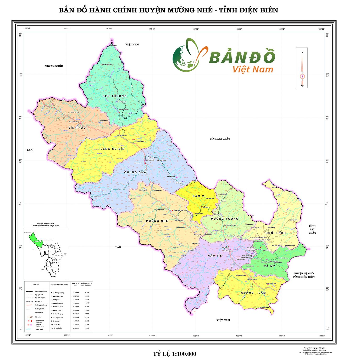 Bản đồ hành chính Huyện Mường Nhé 