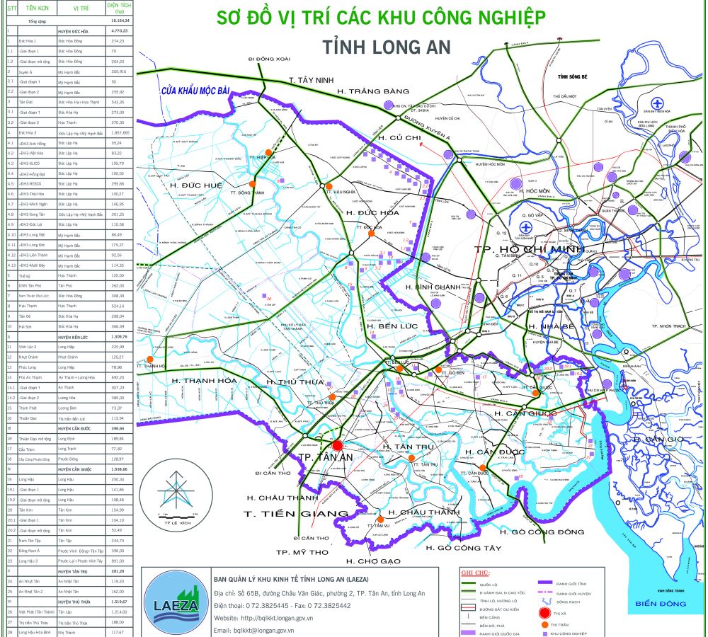  Bản đồ khu công nghiệp tại tỉnh Long An