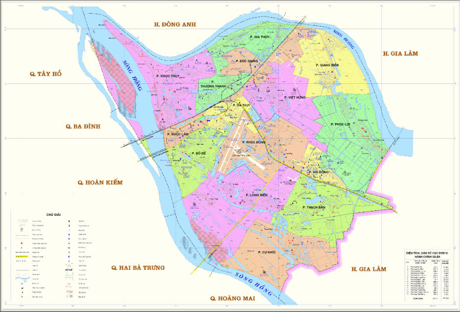 Bản đồ hành chính các phường tại Quận Long Biên