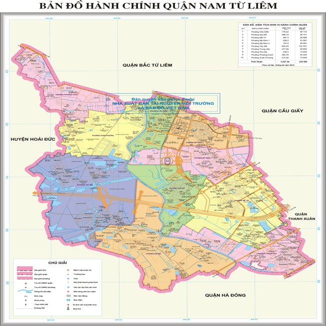 Bản đồ hành chính các phường Quận Nam Từ Liêm mới nhất