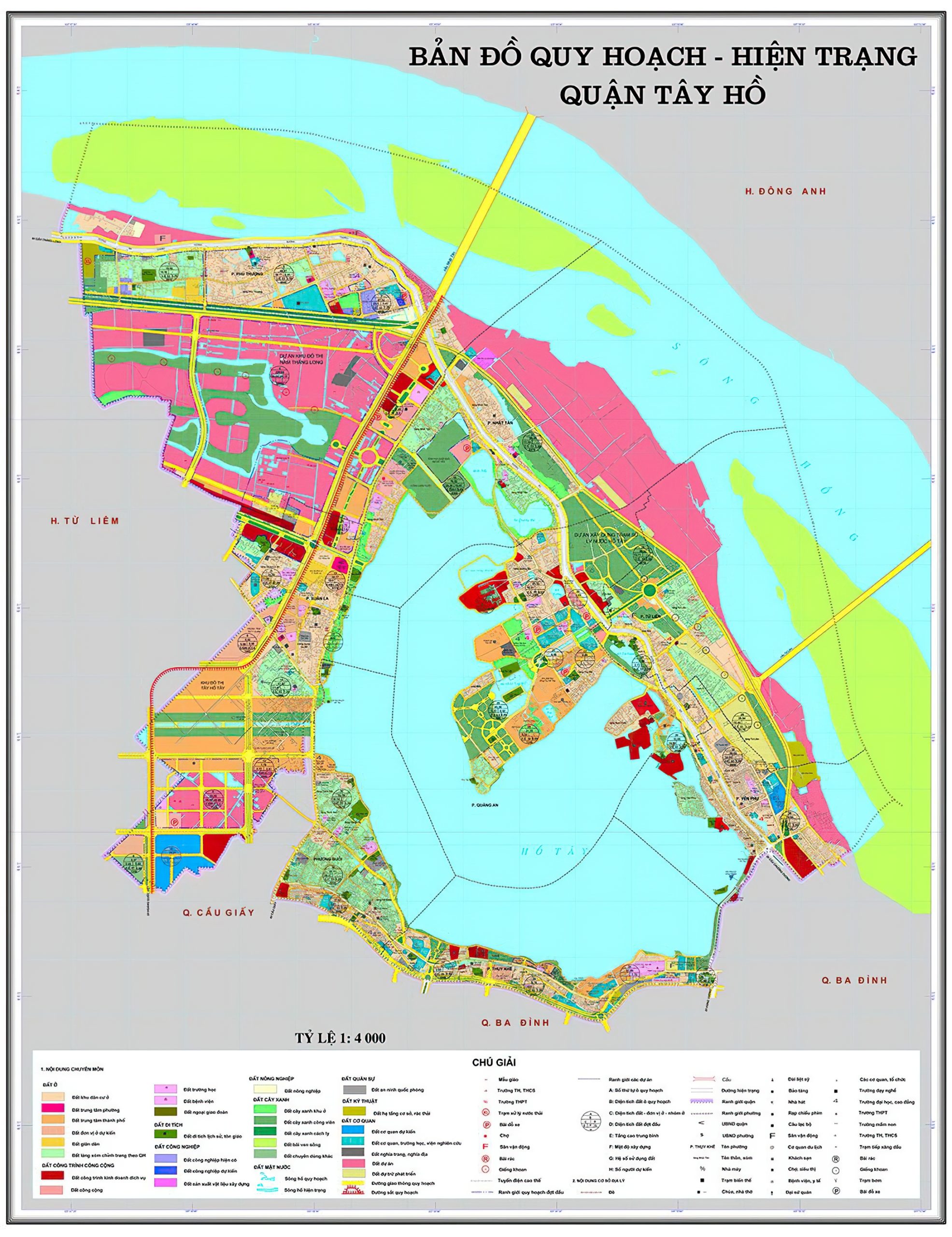 Bản đồ hành chính các phường tại Quận Tây Hồ năm 2022