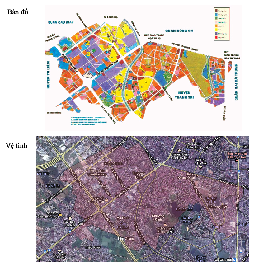 Bản đồ hành chính Quận Thanh Xuân bản đồ vệ tinh năm 2022