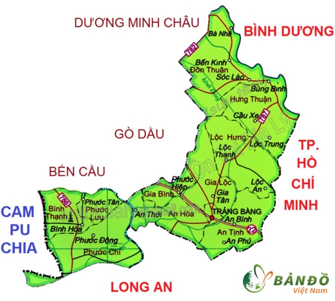 Bản đồ hành chính thị xã Trảng Bàng