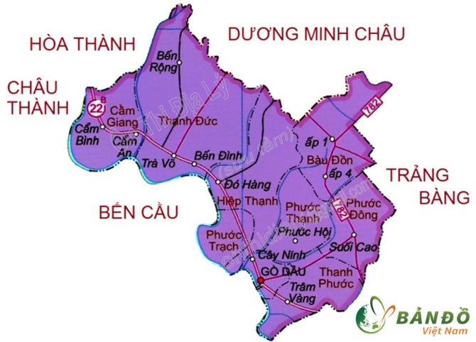 Bản đồ hành chính Huyện Gò Dầu    