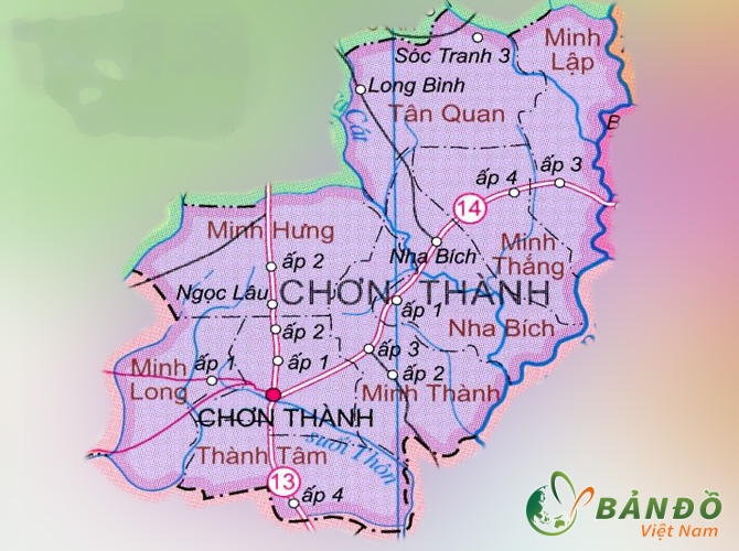 Bản đồ hành chính Huyện Chơn Thành    