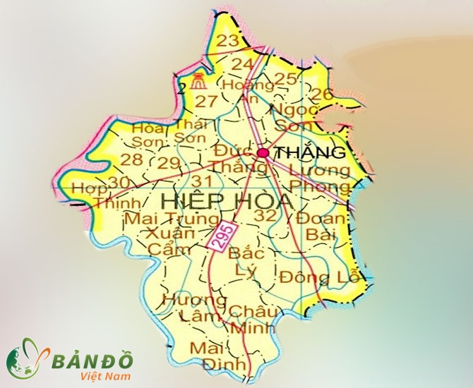 Bản đồ hành chính huyện Hiệp Hòa