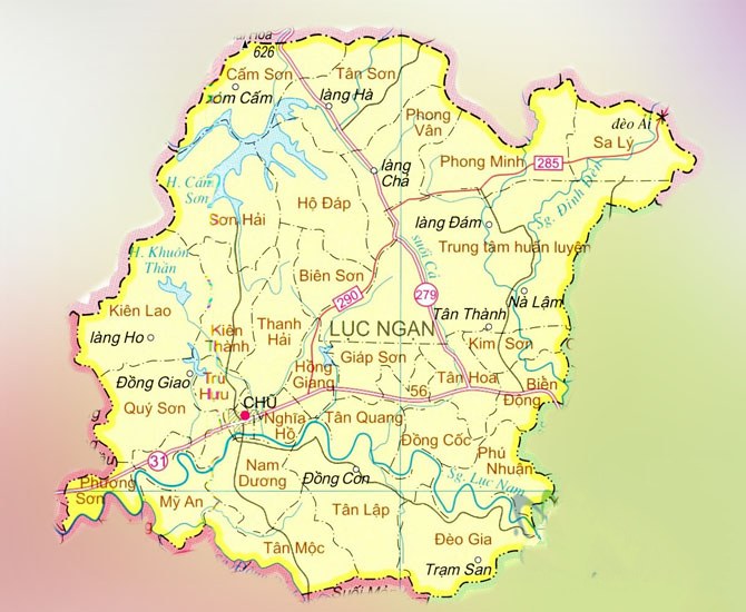 Bản đồ hành chính huyện Lục Ngạn