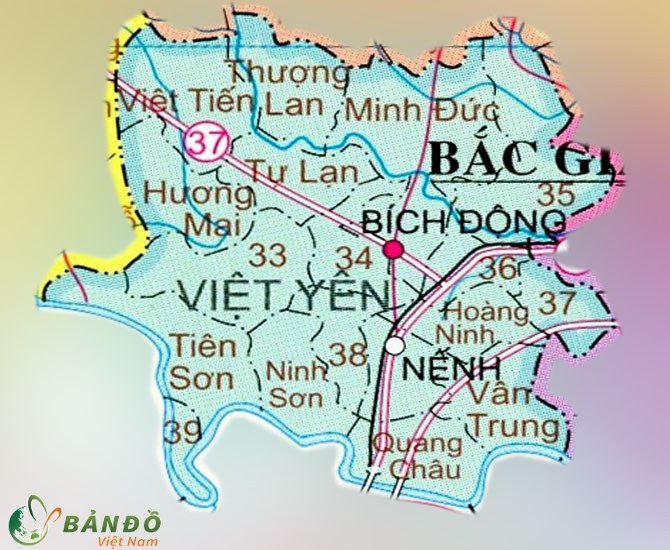 Bản đồ hành chính huyện Việt Yên