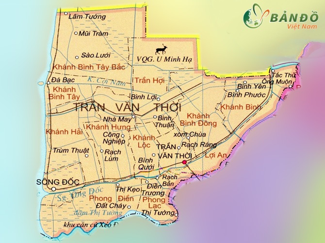 Bản đồ hành chính huyện Trần Văn Thời    
