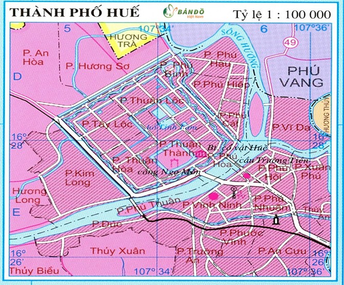 Bản đồ thành phố Thừa Thiên Huế khổ lớn