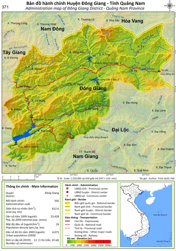 Bản đồ hành chính huyện Đông Giang