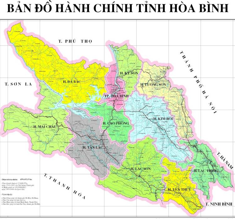 Bản đồ hành chính tỉnh Hoà Bình