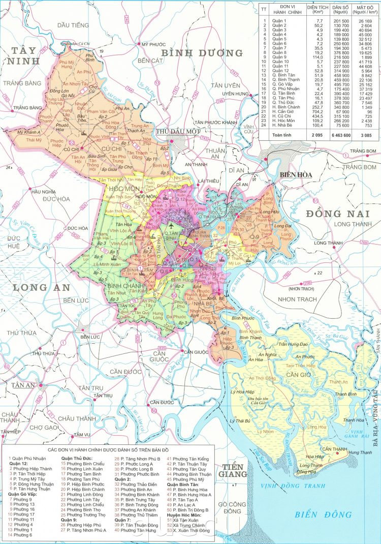 Bản đồ hành chính Thành phố Hồ Chí Minh khổ lớn