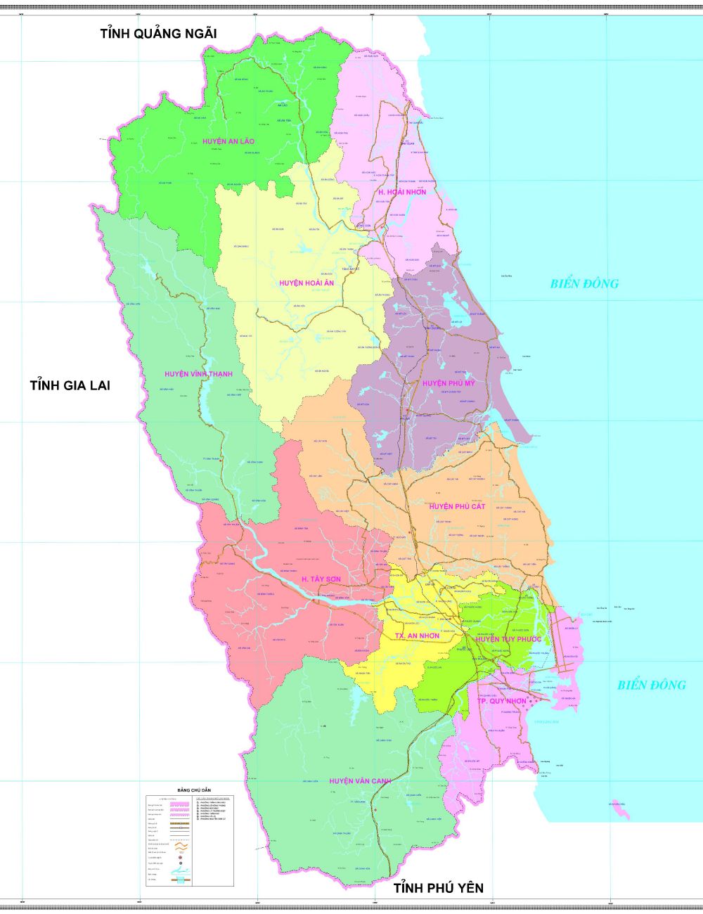 Bản đồ ranh giới của tỉnh Bình Định chi tiết