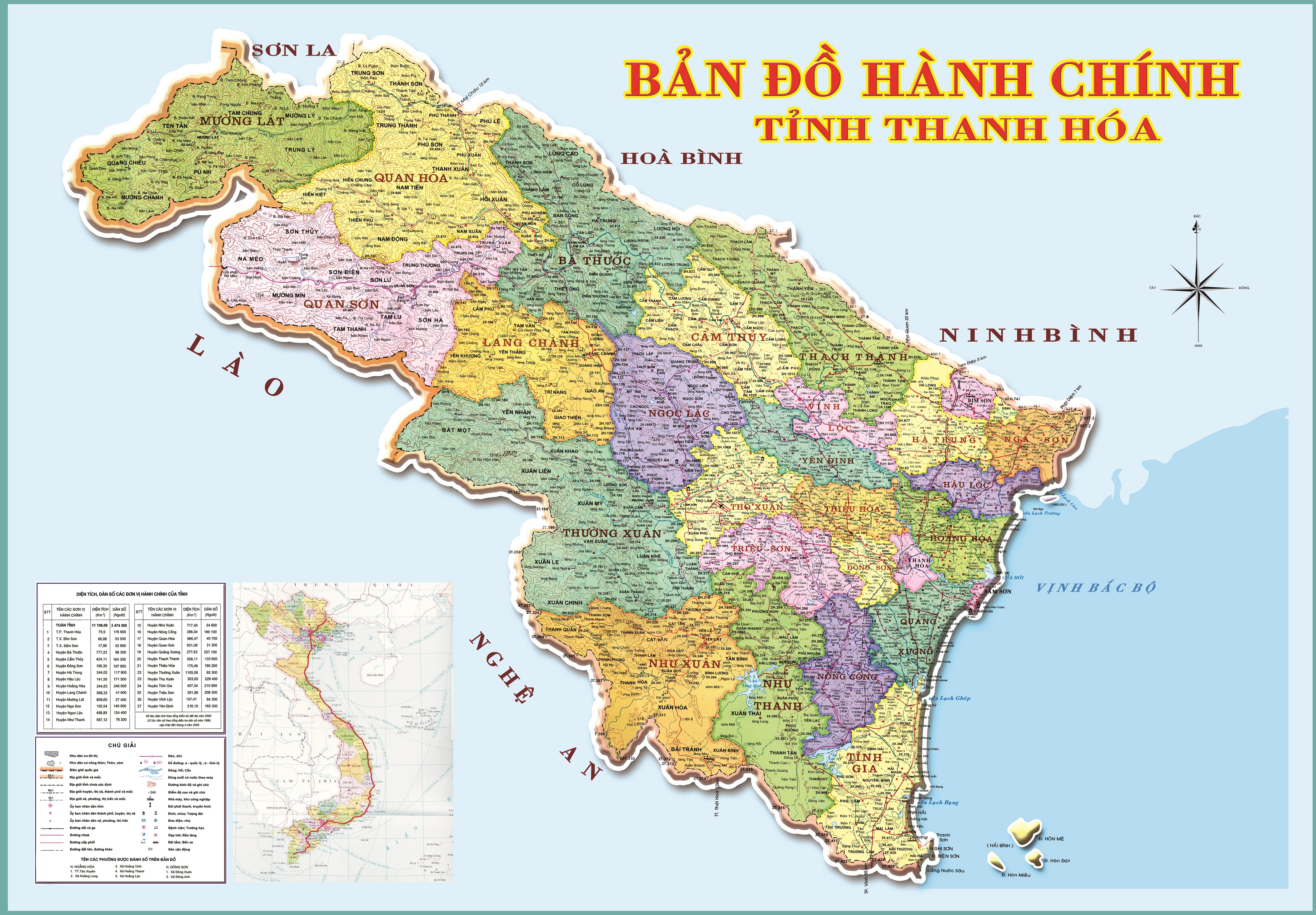 Bản đồ hành chính các xã tại tỉnh Thanh Hoá