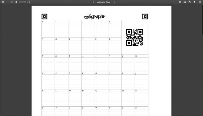 PDF mẫu font trên Calligraphr