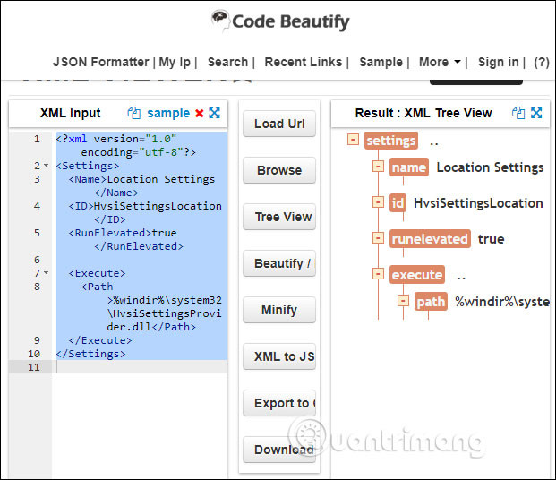 Trang web CodeBeautify.org