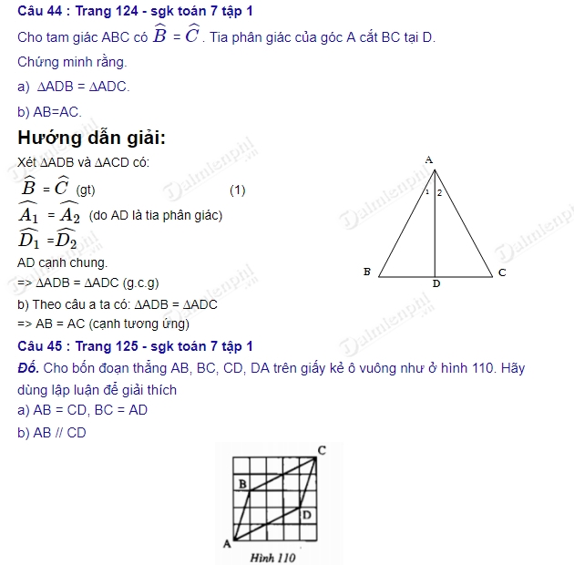 giai toan lop 7 truong hop bang nhau thu ba cua tam giac goc canh goc 11