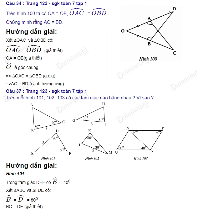 giai toan lop 7 truong hop bang nhau thu ba cua tam giac goc canh goc 4