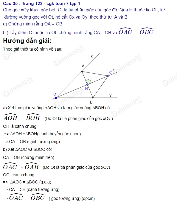 giai toan lop 7 truong hop bang nhau thu ba cua tam giac goc canh goc