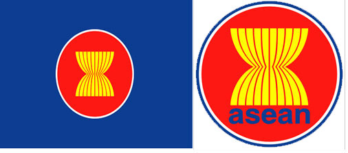 Quốc kỳ và huy hiệu của ASEAN.