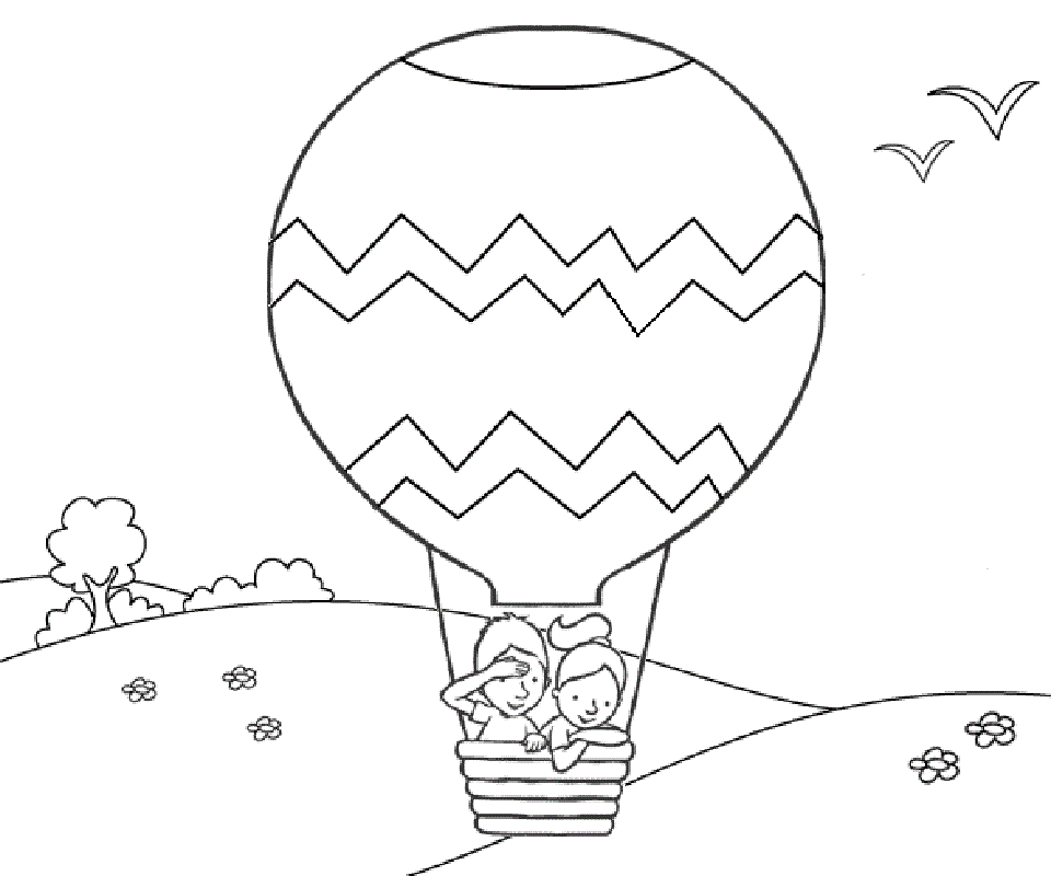 Tổng hợp các bức tranh tô màu khinh khí cầu cho bé