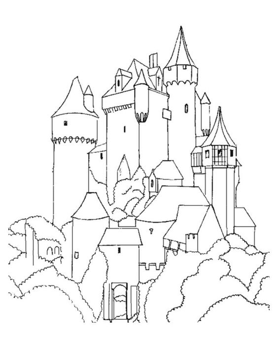 Tổng hợp các bức tranh tô màu lâu đài cho bé