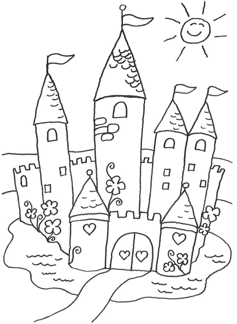 Tổng hợp các bức tranh tô màu lâu đài cho bé