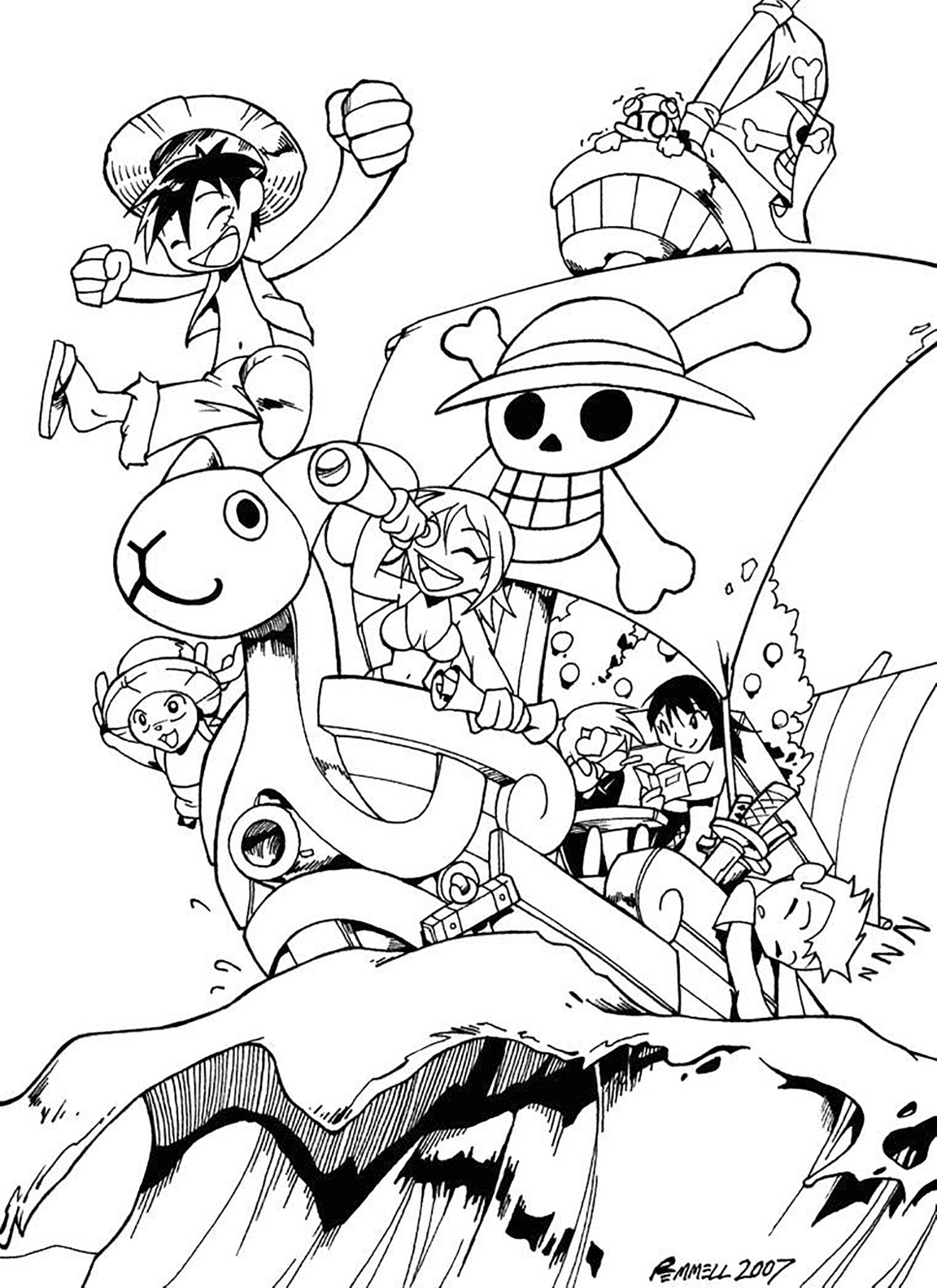 Tổng hợp các bức tranh tô màu One Piece cho bé