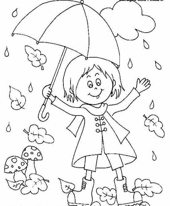 Tổng hợp các bức tranh tô màu trời mưa cho bé