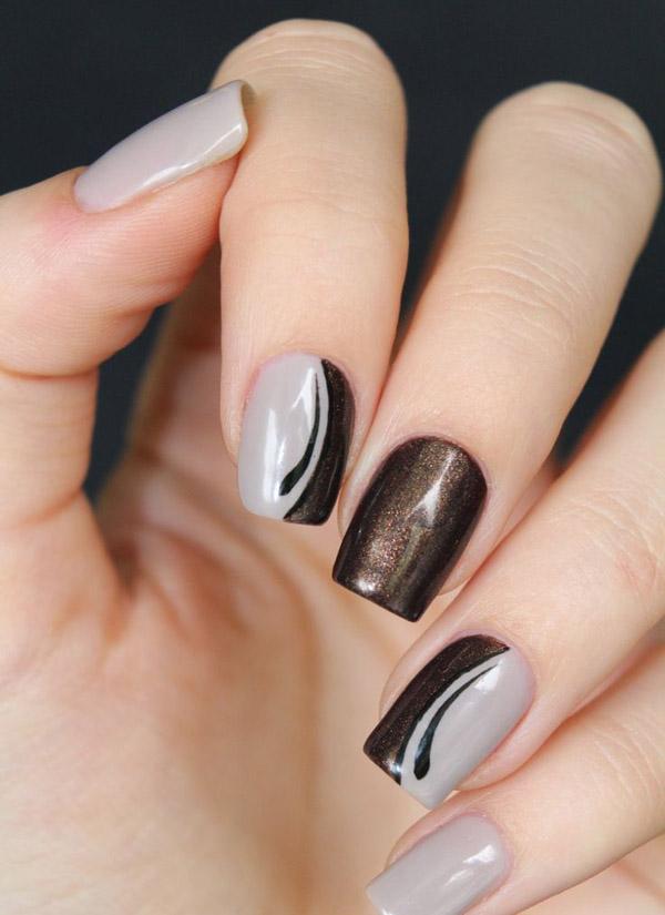 black and gray ombre nails